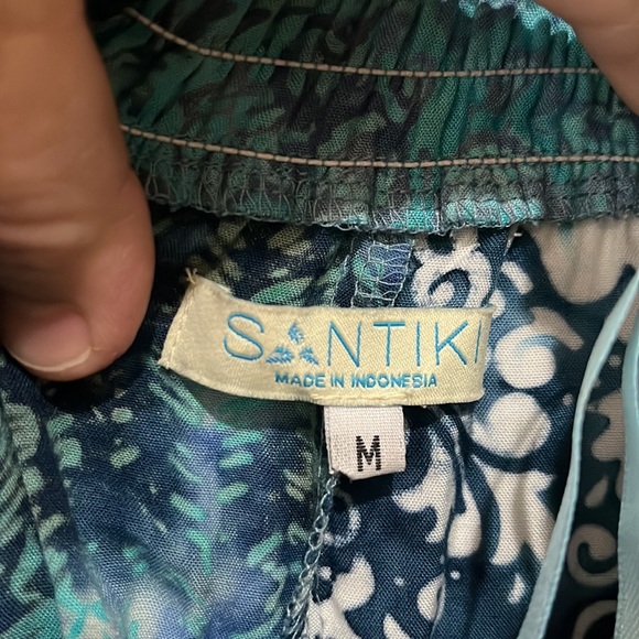 Santiki Medium Turquoise Ocean Knee Length Flowing Skirt - Picture 2 of 4